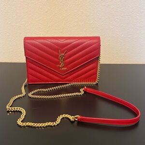 YSL Yves Saint Laurent Red Leather Handbag